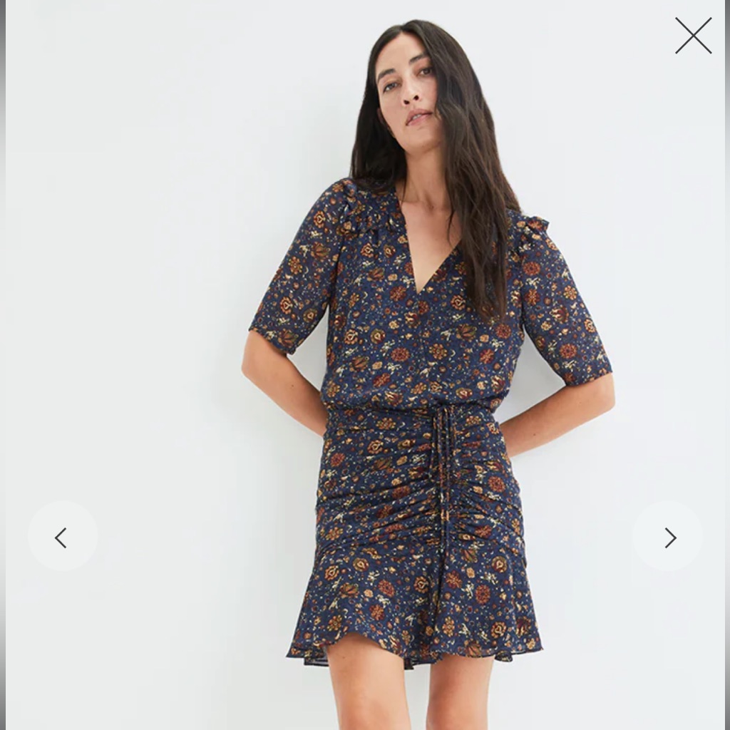 Veronica Beard Dakota Vine-Floral Mini Dress In Ink Multi, Size 0